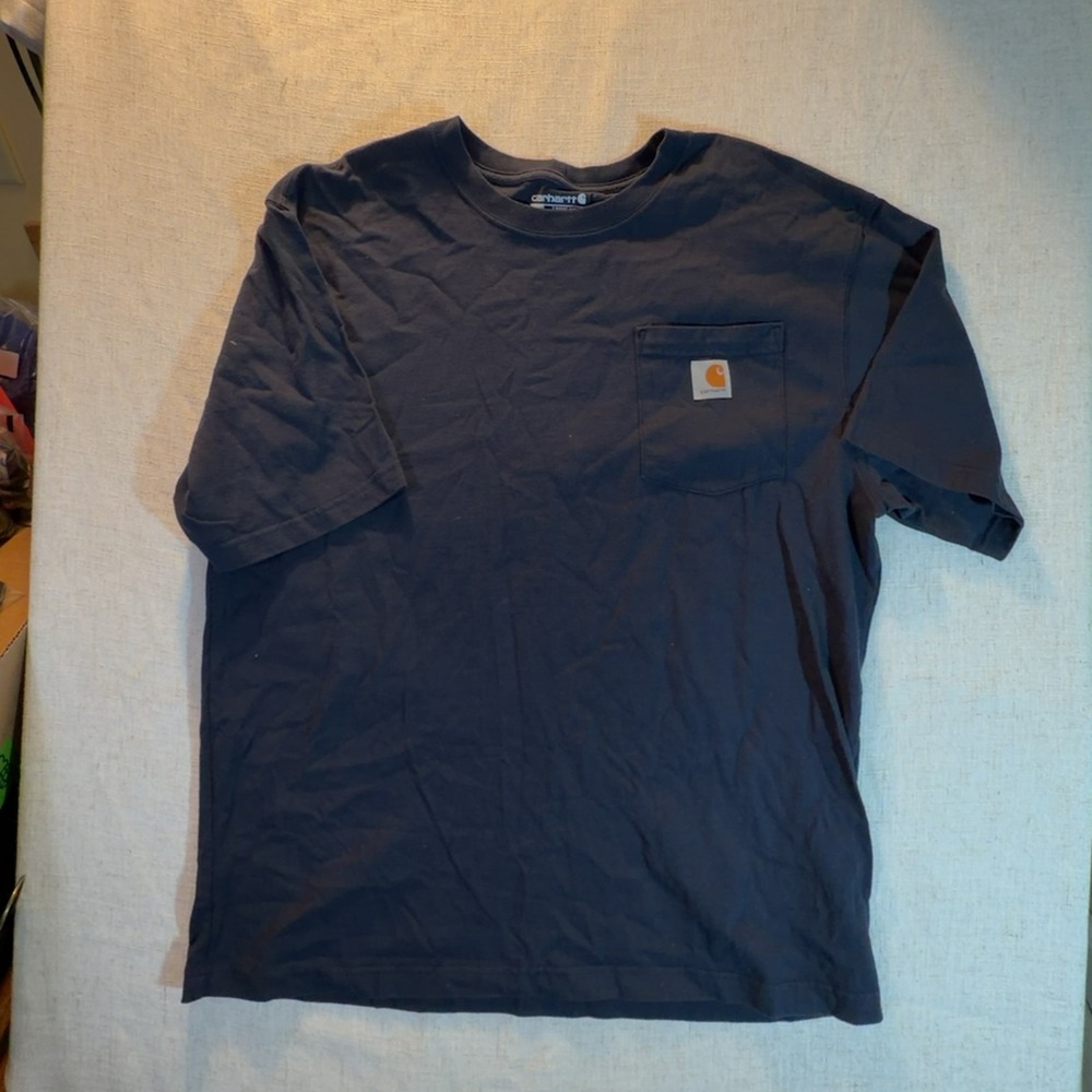 Carhartt Heavyweight Pocket T-Shirt Navy Blue Men's Size Large